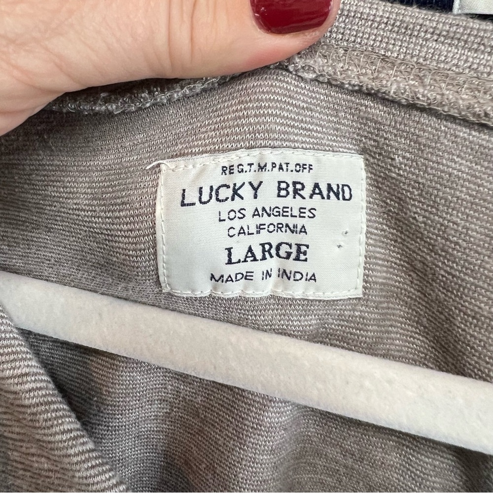 LUCKY BRAND Taupe Long Sleeve Henley, L - Picture 11 of 11